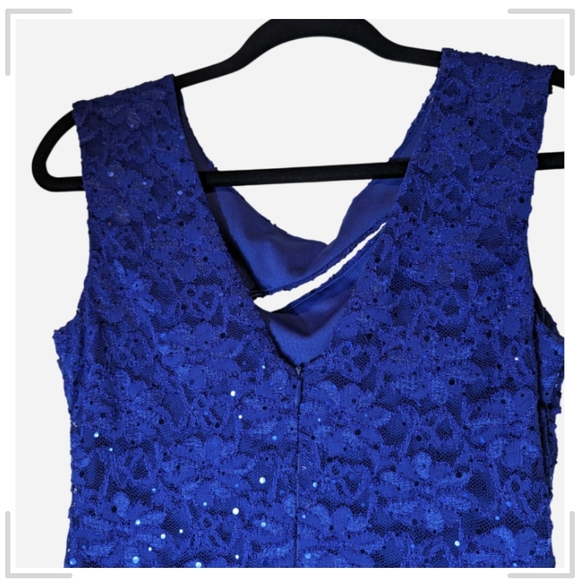 Pre-owned Roz & Ali Royal Blue Lace Mini Dress - Picture 3 of 6
